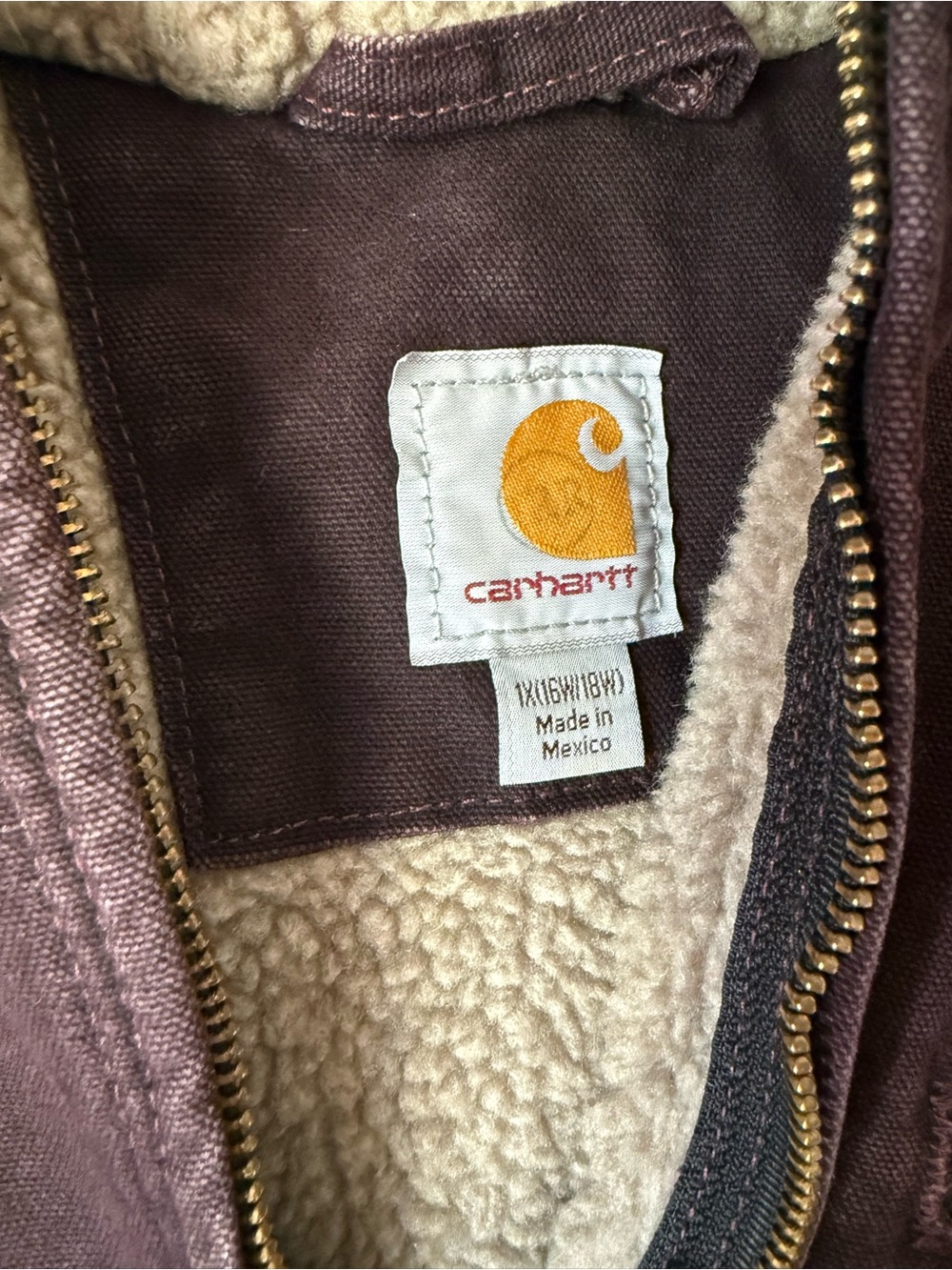 Carhartt Purple Hooded Sherpa-Lined Women’s WJ141 Coat Chore Heavy Duty - Picture 2 of 8